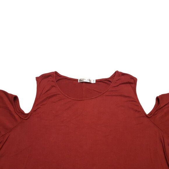 Heart and Hips Top Womens Medium Red Cold Shoulder Short Sleeve Stretch - Picture 6 of 11